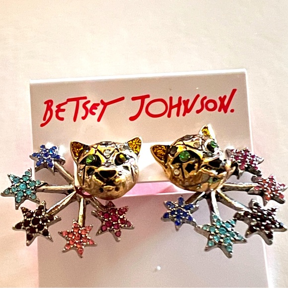 New Betsey Johnson multicolored HEAVENLY CREATURES front/back earrings - Picture 7 of 12
